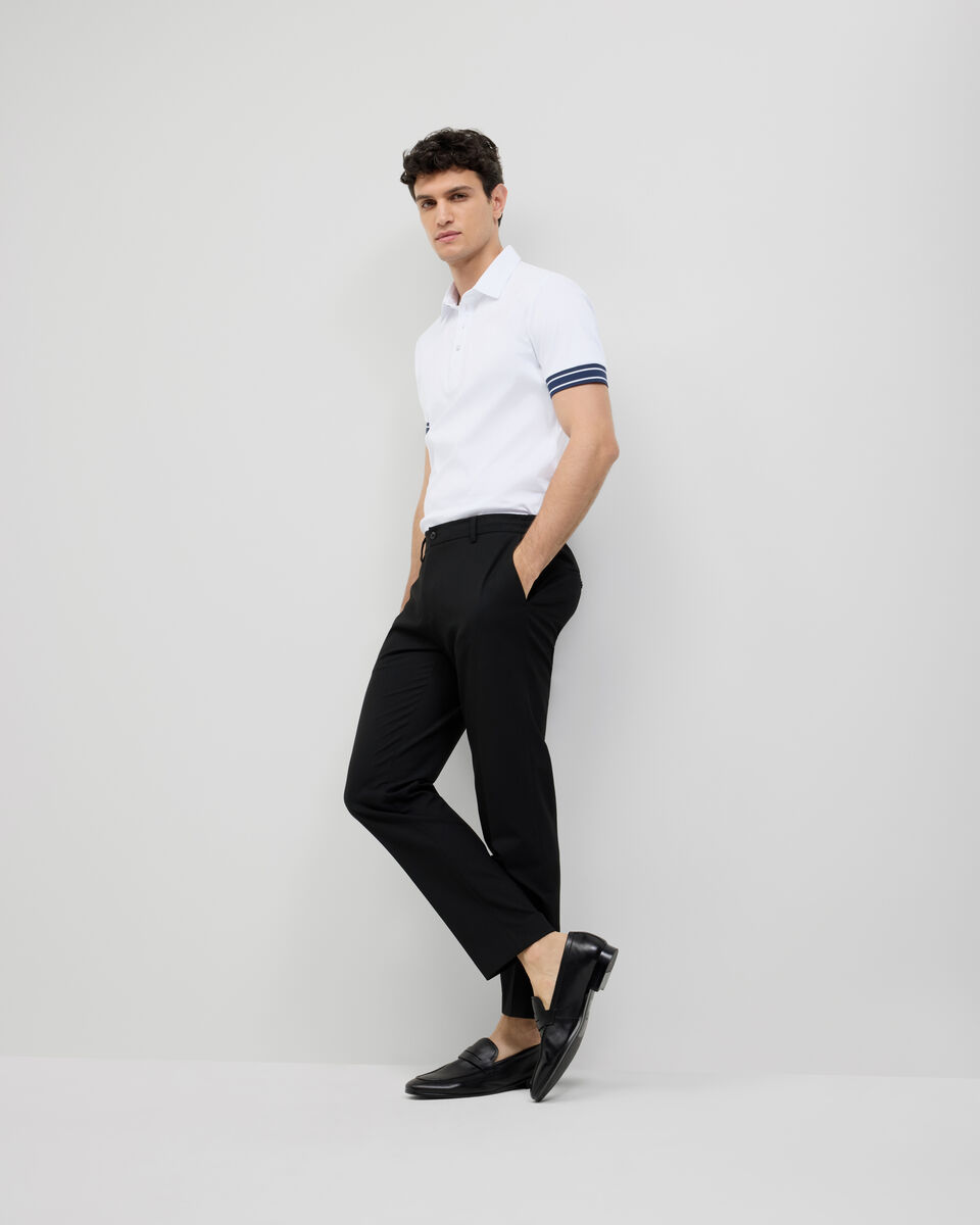 Stripe Travel Polo, White, hi-res